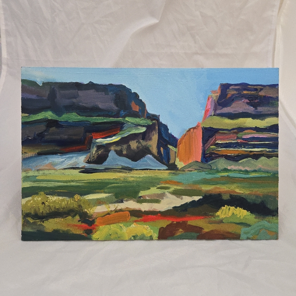 Big Bend Santa Elena Canyon Original Oil Painting 11-3/4x7-7/8".  Texas